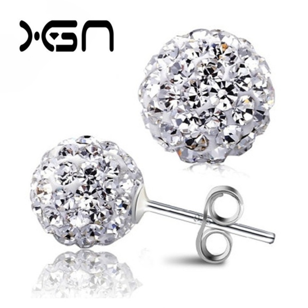 925 silver diamonds earrings, stamped - Picture 4 of 6